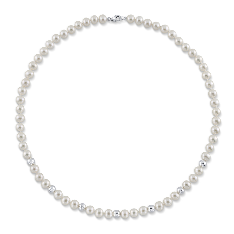 7.5-8.0mm White Freshwater Cultured Pearl Corey Necklace