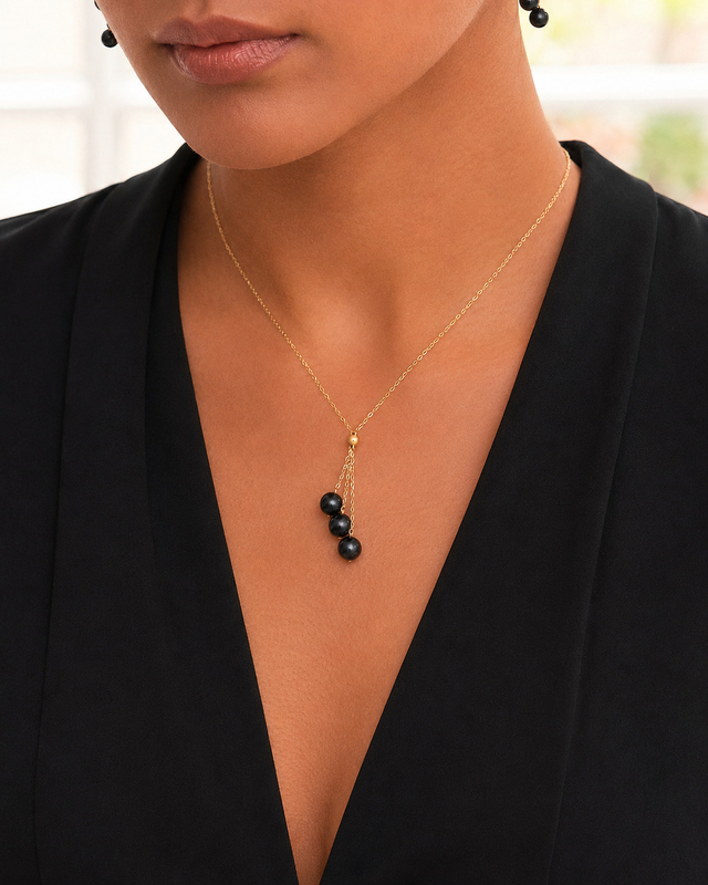 14K Gold Tahitian Pearl Tincup Cluster Pendant - Secondary Image