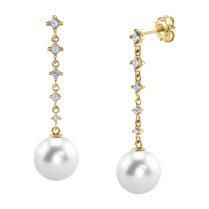 South Sea Pearl & Diamond Brielle Earrings - Model Image