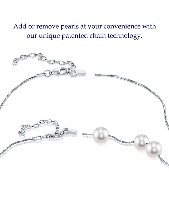 Pearl Moments - 9mm Freshwater Pearl Silver Adjustable Chain Necklace - Secondary Image