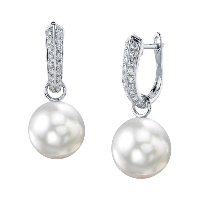 White South Sea Pearl & Diamond Charlie Earrings