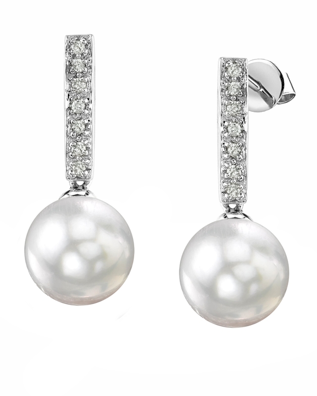 South Sea Pearl Dangling Diamond Earrings