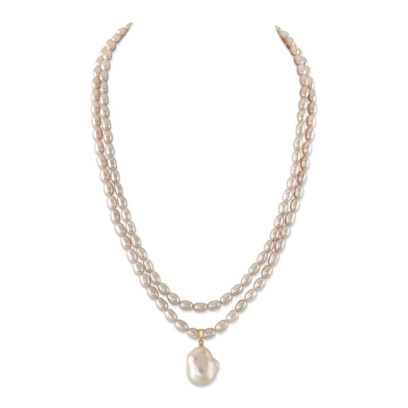 4.5-5.0mm Oval White Freshwater Pearl Double Strand Necklace