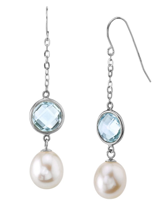 14K Gold Freshwater Pearl & Topaz Jolie Earrings