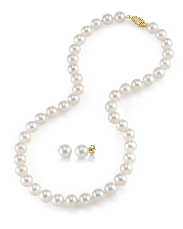 8.5-9.5mm Freshwater Pearl Necklace & Earrings - Secondary Image