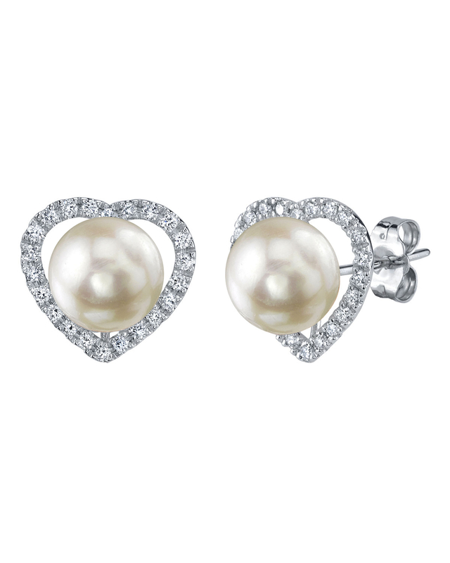 Freshwater Pearl & Diamond Amour Earrings