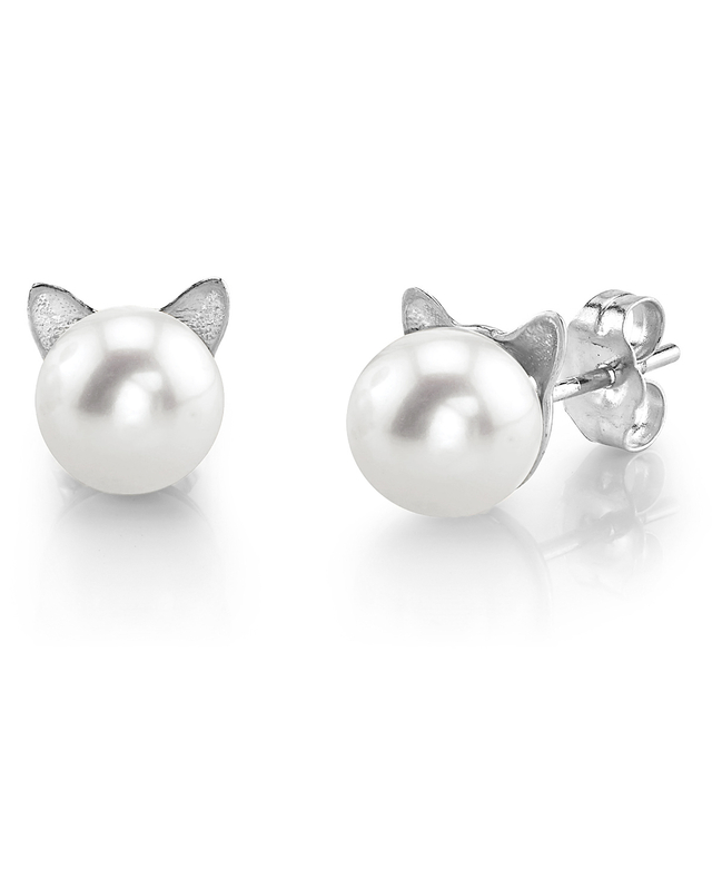 Pearl online cat earrings