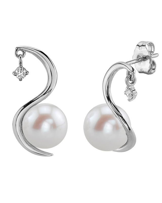 Freshwater Pearl & Diamond Ellis Earrings