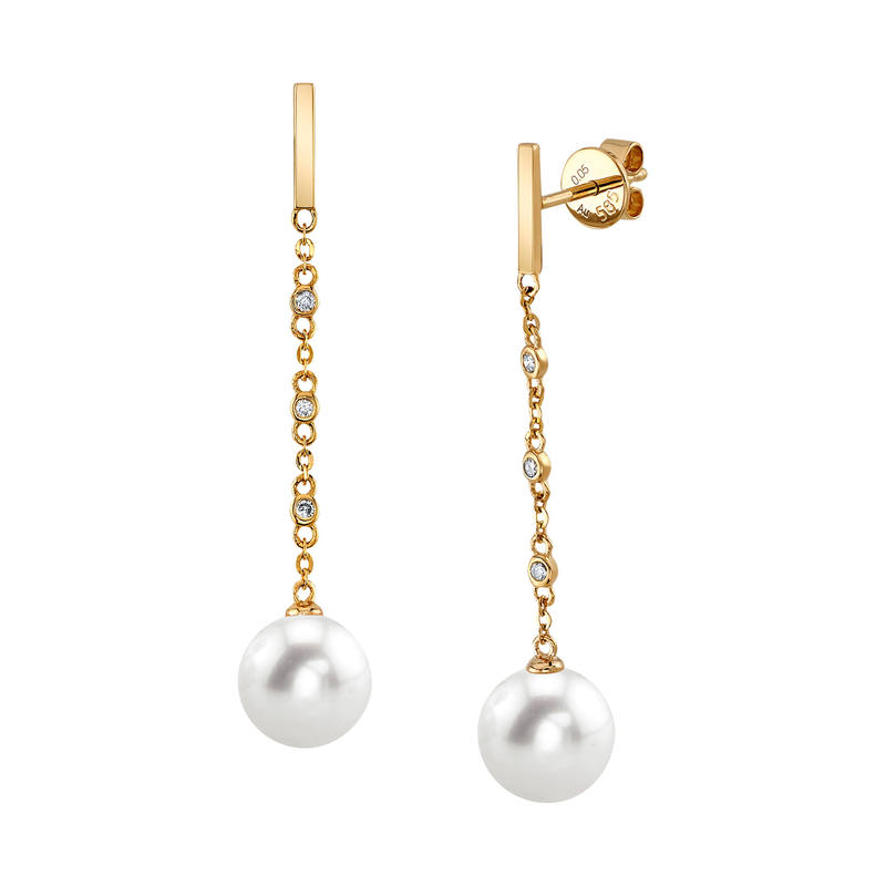 Freshwater Pearl & Diamond Estelle Earrings - Third Image