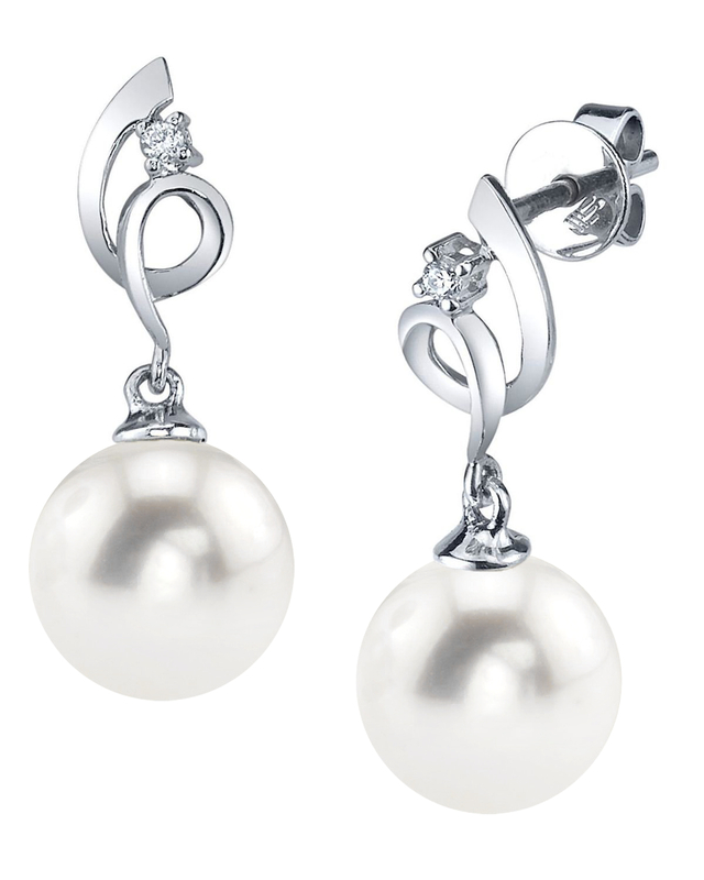 14K Gold Freshwater Pearl & Diamond Symphony Earrings