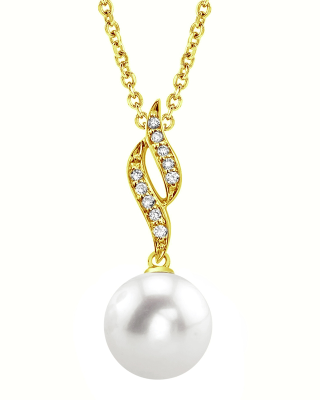 Freshwater Pearl & Diamond Suzanna Pendant - Third Image