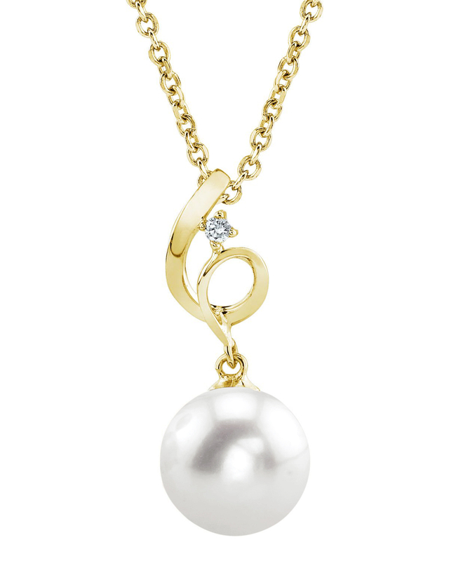 14K Gold Freshwater Pearl & Diamond Symphony Pendant - Secondary Image