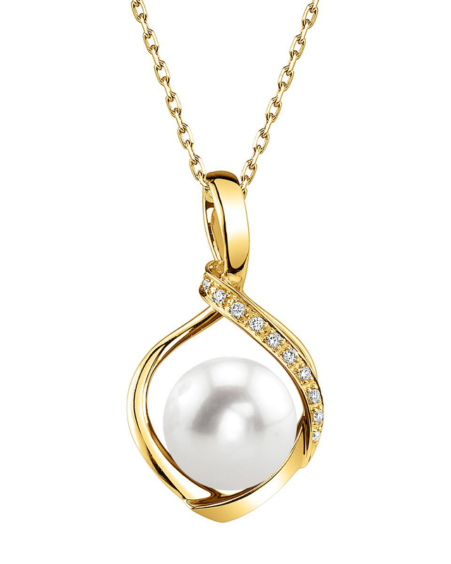 Freshwater Pearl & Diamond Alexis Pendant- Choose Your Color - Secondary Image