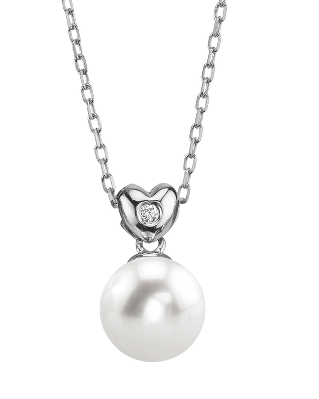 14K Gold Freshwater Pearl & Diamond Lev Pendant