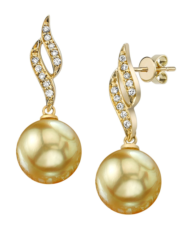 Golden South Sea Pearl & Diamond Suzanna Earrings