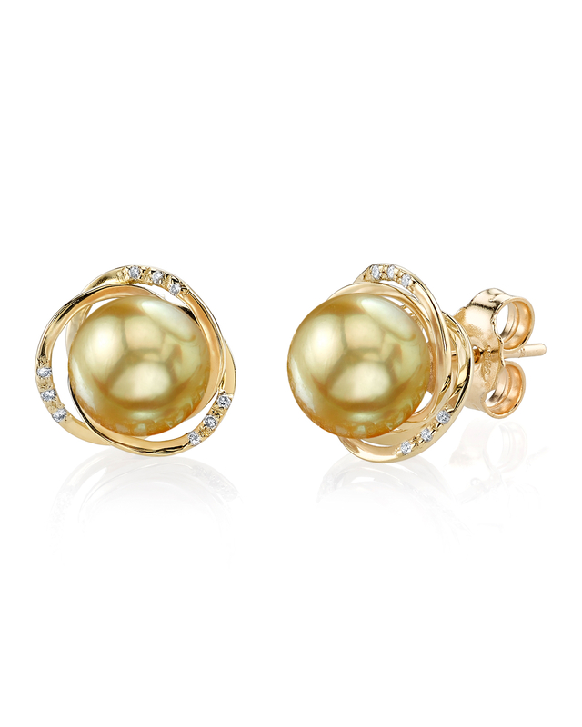 Golden South Sea Pearl and Diamond Lexi Earrings