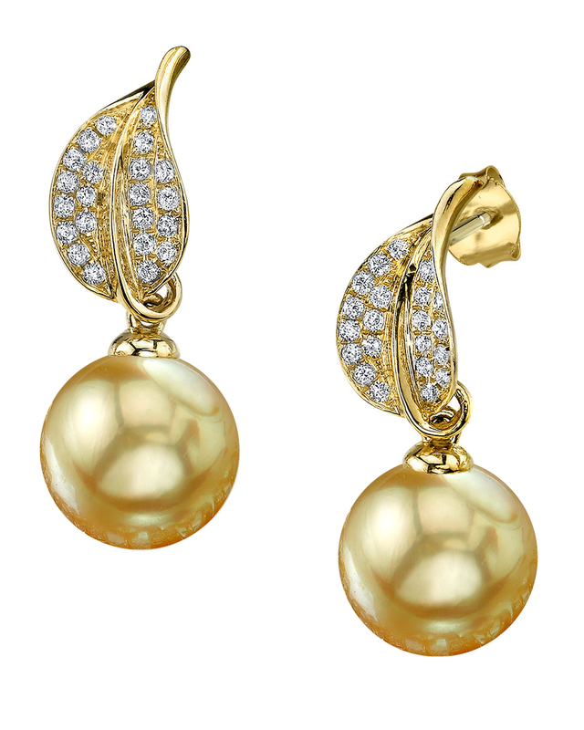 Golden Pearl & Diamond Eva Earrings