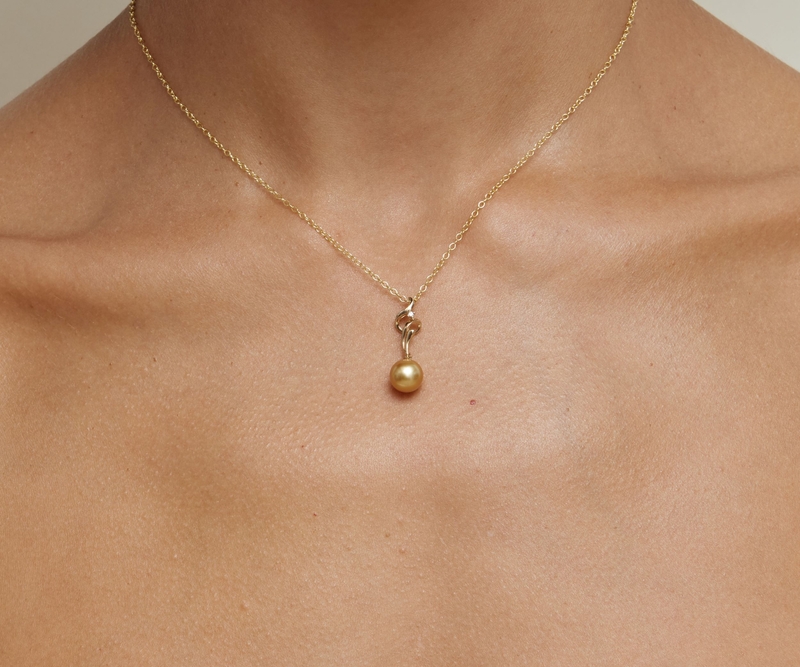 Golden Pearl & Diamond Aria Pendant - Model Image