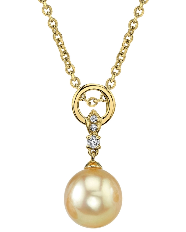 Golden Pearl & Diamond Natalia Pendant