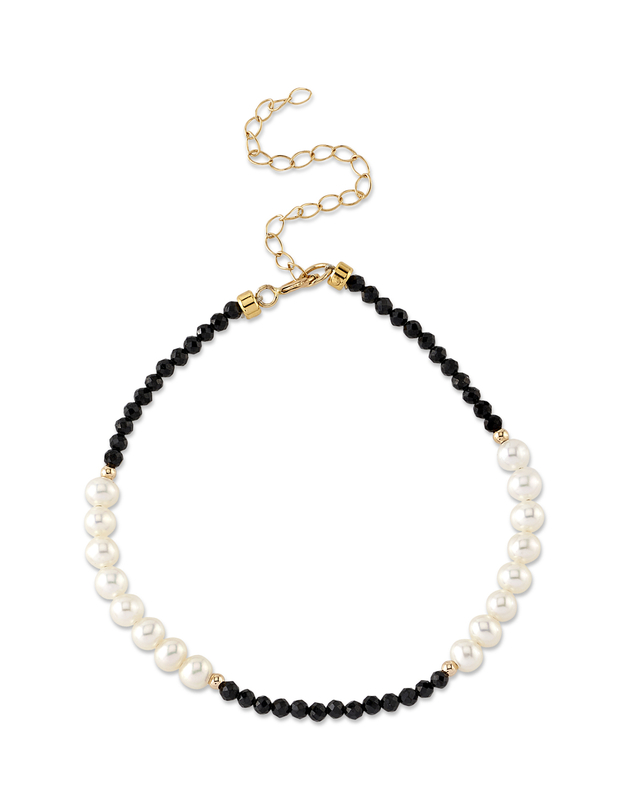 14K Gold Freshwater Pearl & Black Spinel Gwen Bracelet