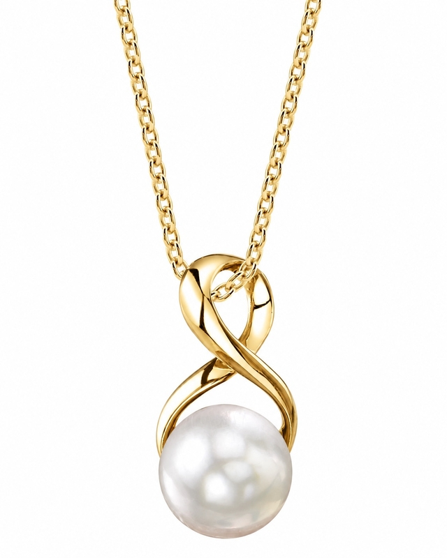 White Freshwater Pearl Infinity Pendant