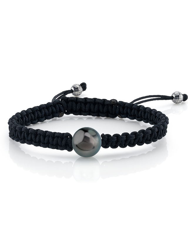 Tahitian South Sea Pearl Braided Wave Bracelet For Men - Various Sizes