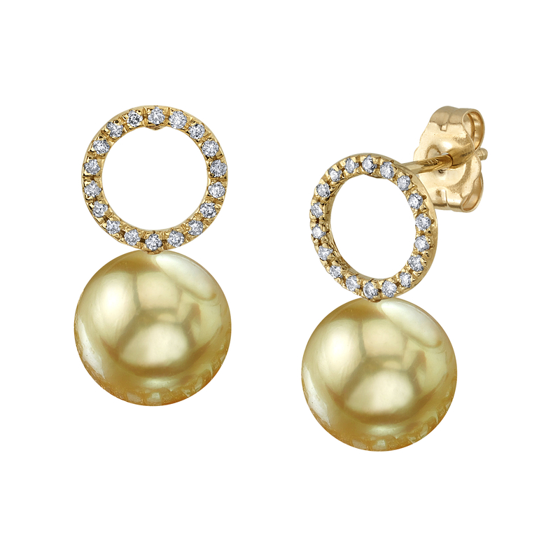 Golden South Sea Pearl & Diamond Maya Earrings