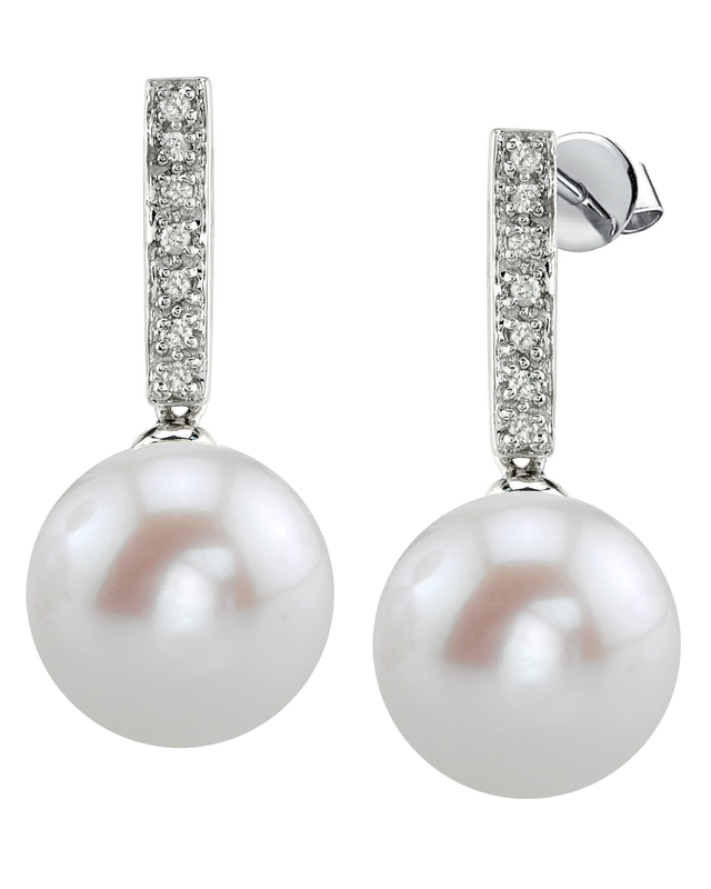 Freshwater Pearl Dangling Diamond Earrings
