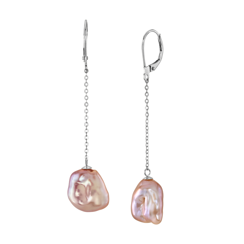 18K Pink Freshwater Baroque Pearl Polly Earrings