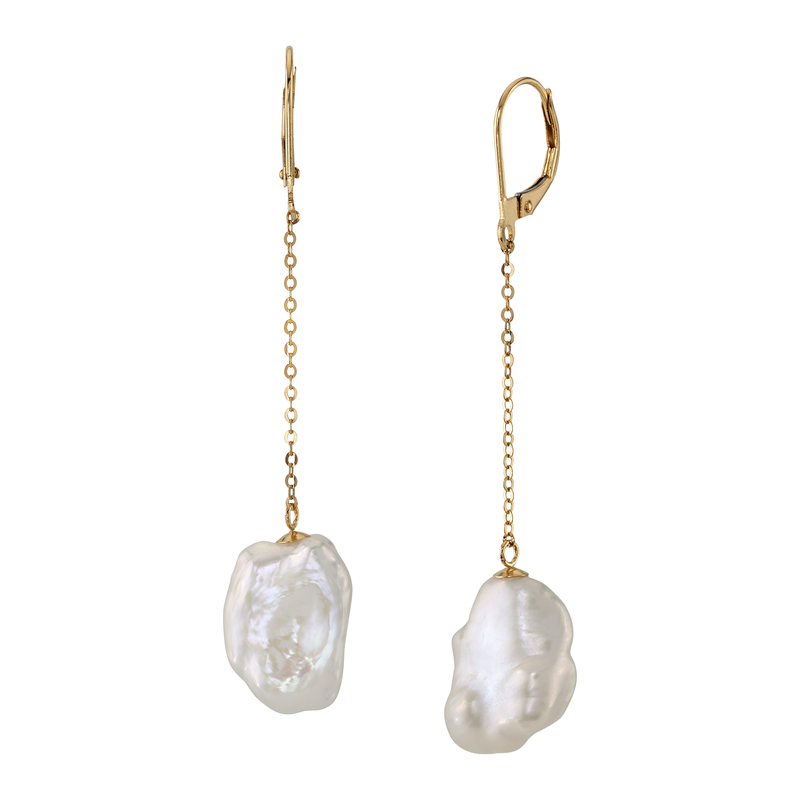 18K White Freshwater Baroque Pearl Polly Earrings - Third Image