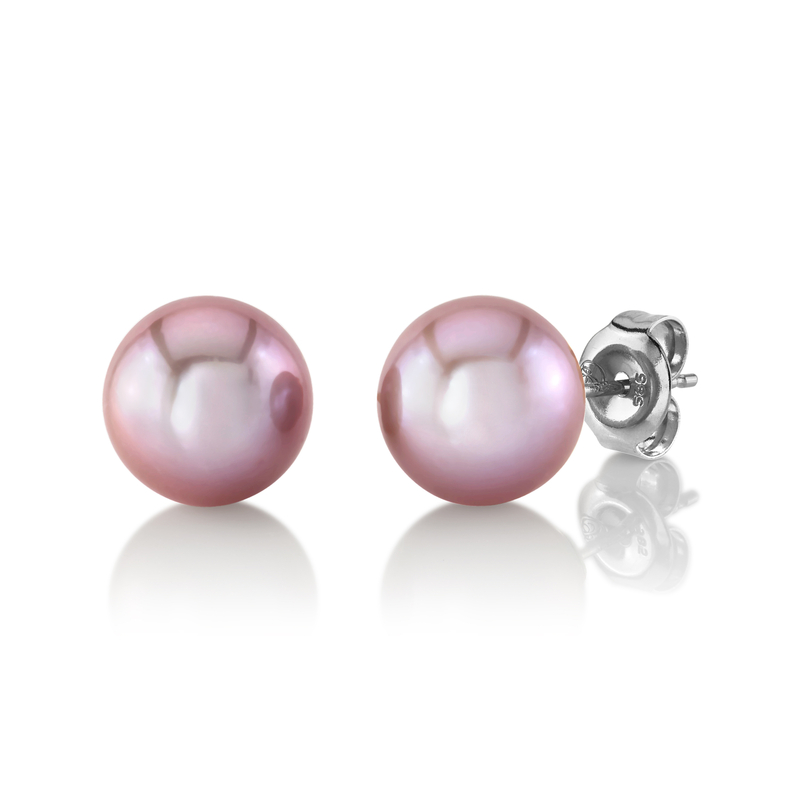 9mm Pink Freshwater Round Pearl Stud Earrings