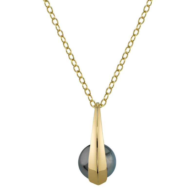 14K Gold Tahitian South Sea Pearl Regina Pendant