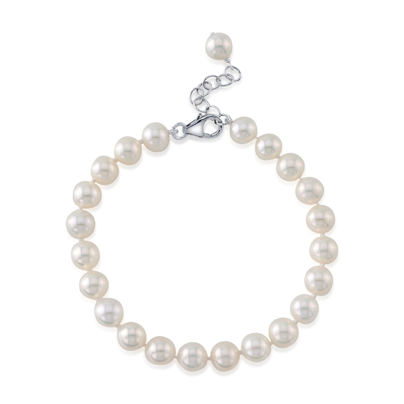 8.0-8.5mm White Freshwater Pearl Adjustable Bracelet