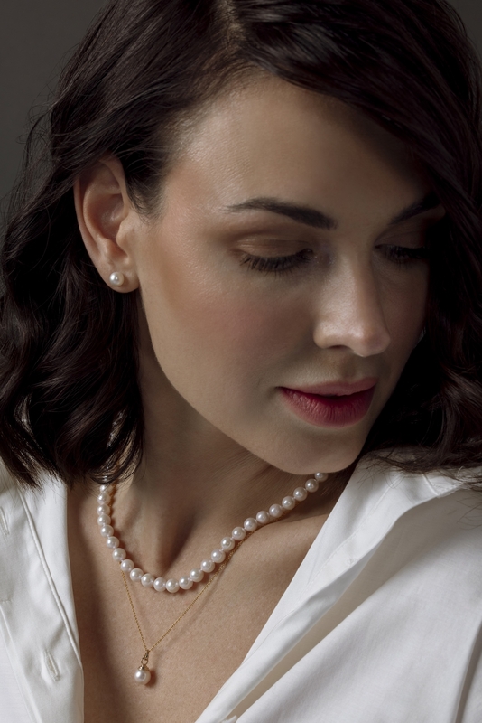 6.5-7.0mm Japanese Akoya White Pearl Necklace - AA+ Quality - Secondary Image