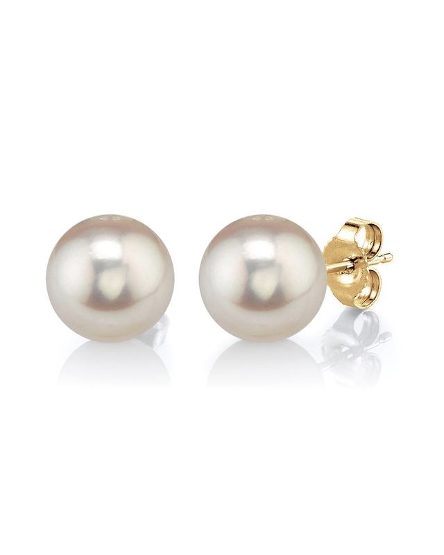 THE PEARL SOURCE 14k Gold 8-9mm Round White Freshwater Cultured