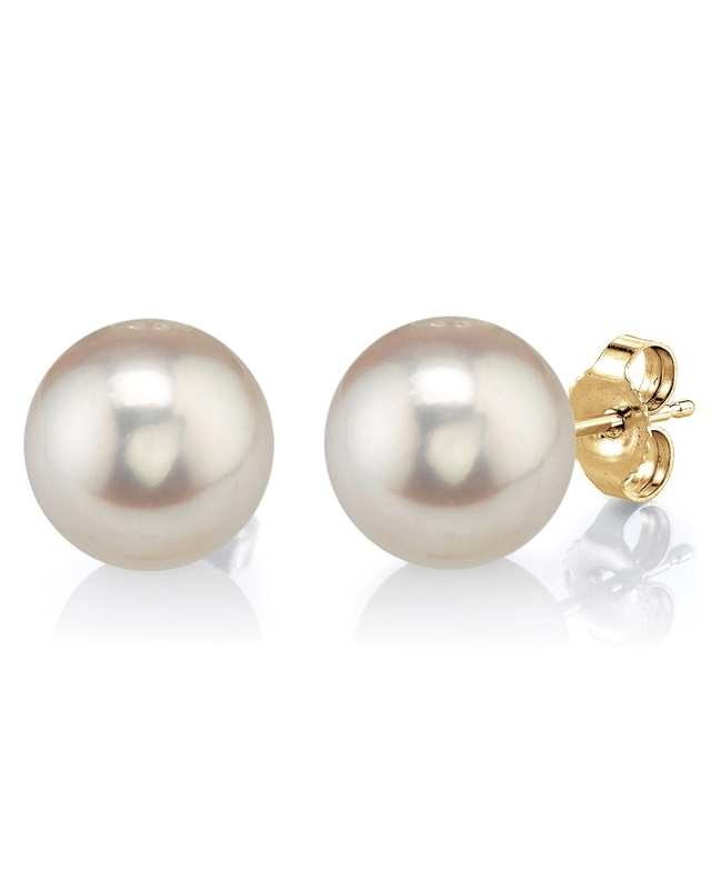 10mm White Freshwater Round Pearl Stud Earrings - Third Image