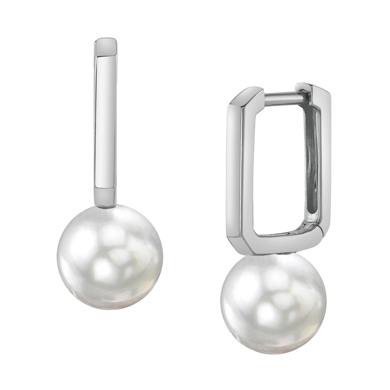 White South Sea Pearl Huggie Susie Earrings