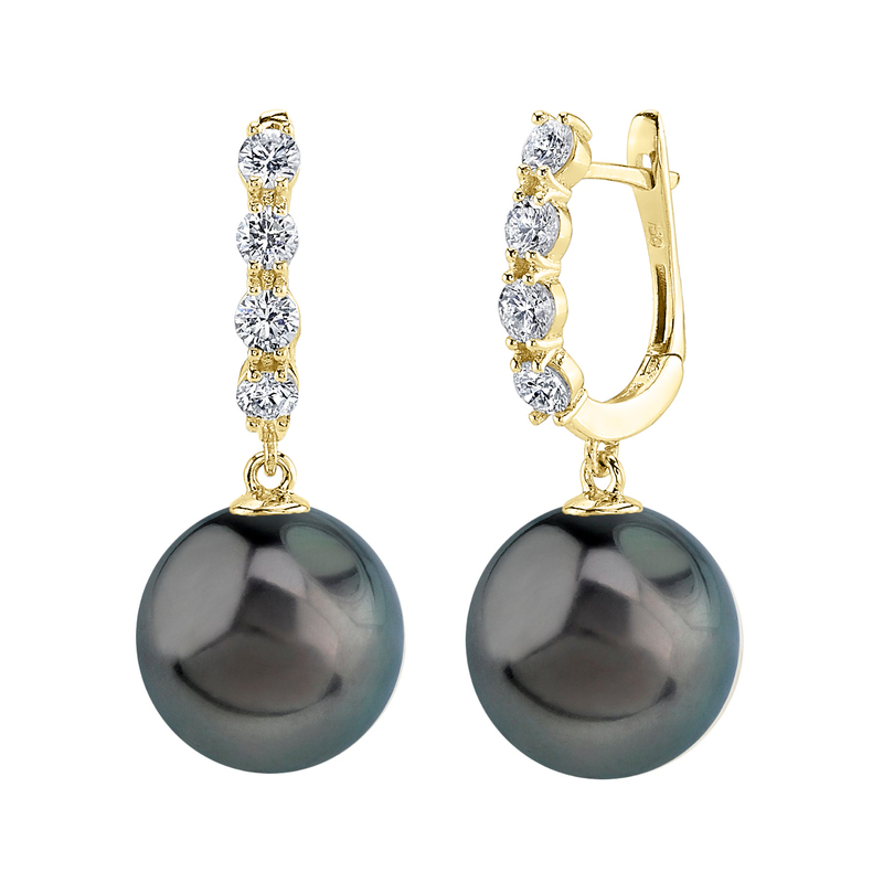 Tahitian South Sea Pearl & Diamond Belle Earrings