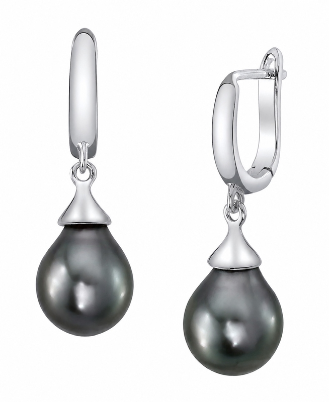 Tahitian South Sea Teardrop Pearl Leverback Earrings