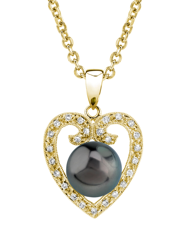 Heart Shaped Tahitian South Sea Pearl & Diamond Pendant - Third Image