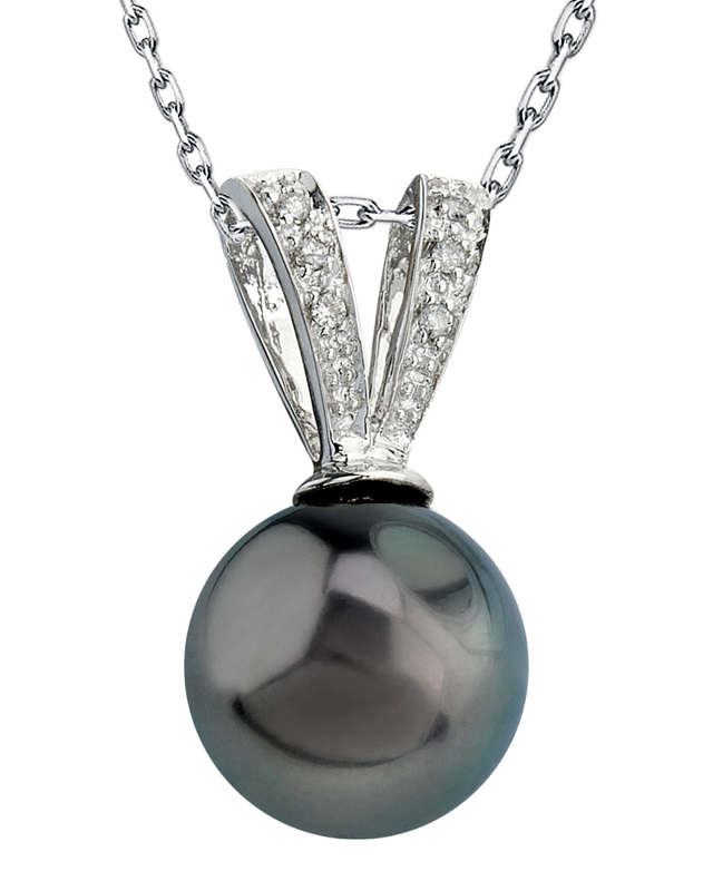 Tahitian South Sea Pearl & Diamond V-Shape Pendant