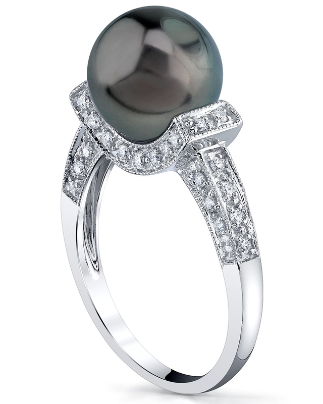 Tahitian South Sea Pearl Sparkling Jewel Ring - Model Image
