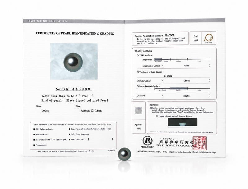 12mm Tahitian South Sea Peacock Pearl - PSL Certified