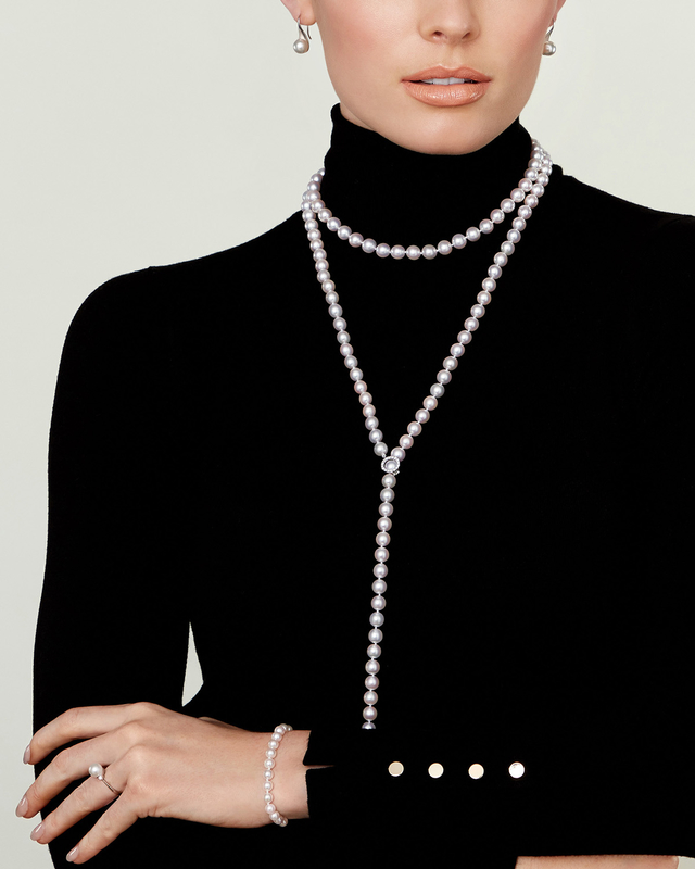 Y shaped pearl necklace sale