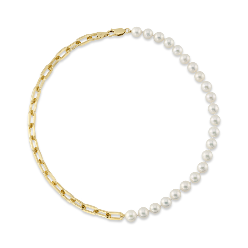 7mm White Freshwater Scarlett Pearl & Chain Necklace