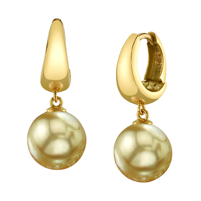 Golden South Sea Pearl Hoop Willa Dangling Earrings