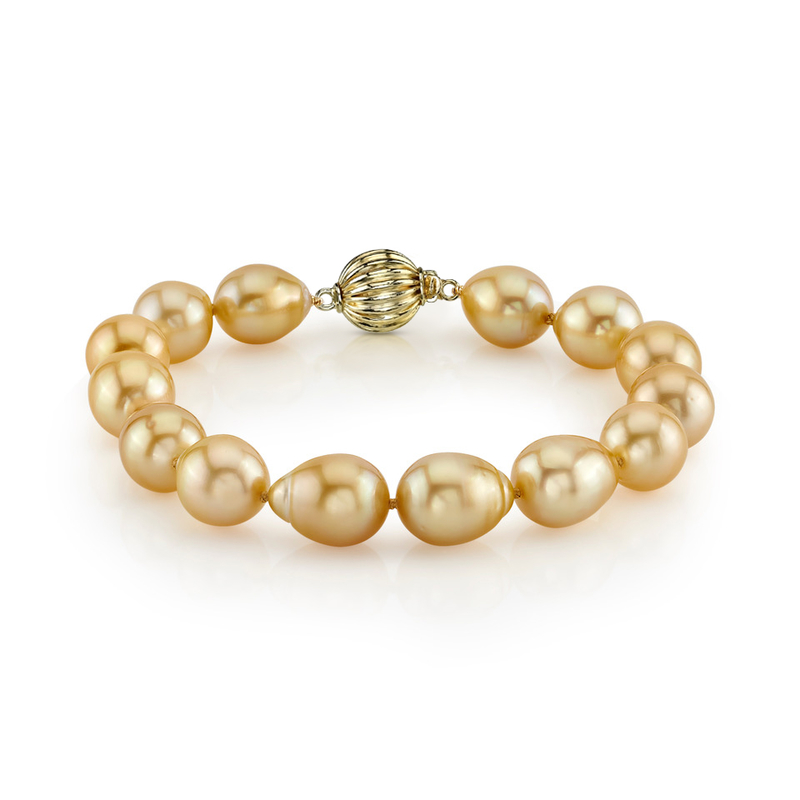 10-11mm Baroque Shaped Golden South Sea Pearl Bracelet - AAA Quality