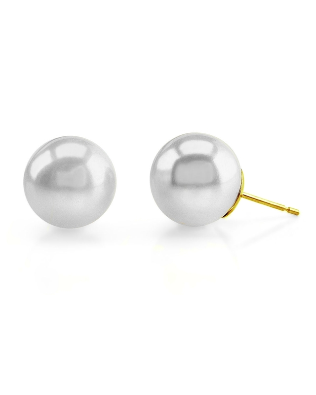 11mm South Sea Round Pearl Stud Earrings- Choose Your Quality - Secondary Image