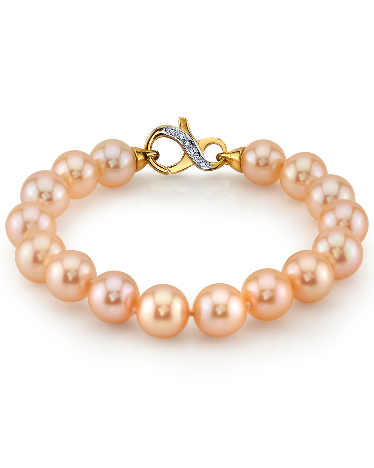 10.5-11.5mm Peach Freshwater Pearl Bracelet - AAA Quality
