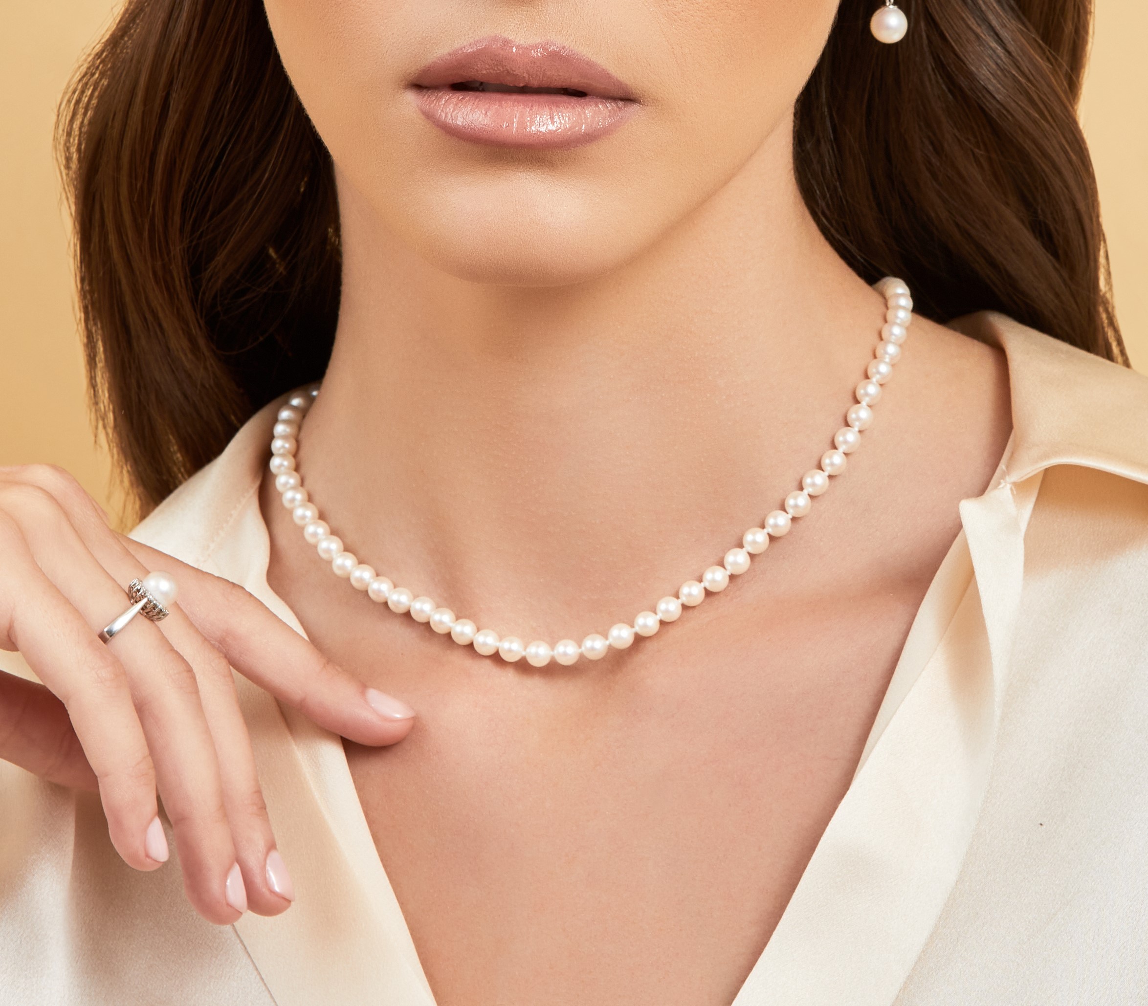 5.5-6.0mm Japanese Akoya White Pearl Necklace- AAA Quality